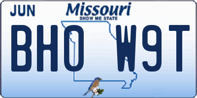 MO license plate BH0W9T