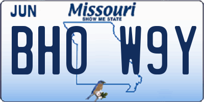 MO license plate BH0W9Y