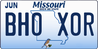 MO license plate BH0X0R