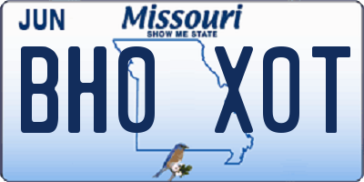 MO license plate BH0X0T