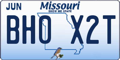 MO license plate BH0X2T