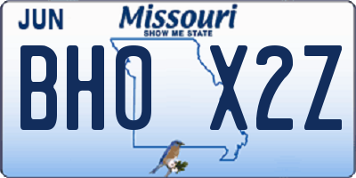 MO license plate BH0X2Z