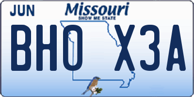 MO license plate BH0X3A