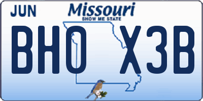 MO license plate BH0X3B