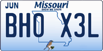 MO license plate BH0X3L