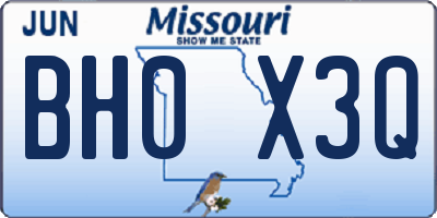 MO license plate BH0X3Q