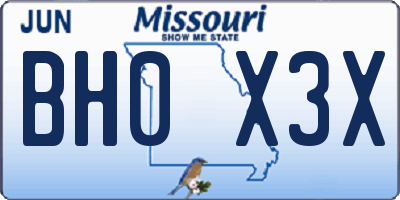 MO license plate BH0X3X