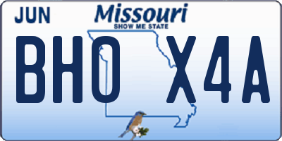 MO license plate BH0X4A