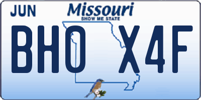 MO license plate BH0X4F