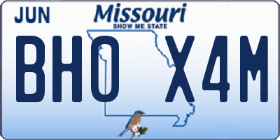 MO license plate BH0X4M