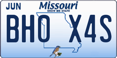 MO license plate BH0X4S