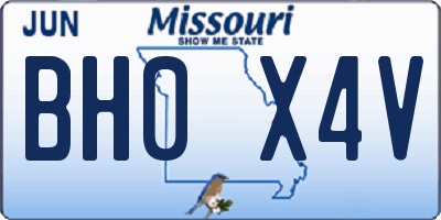 MO license plate BH0X4V