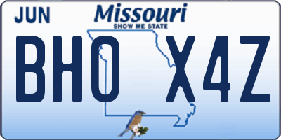 MO license plate BH0X4Z
