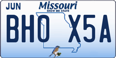 MO license plate BH0X5A