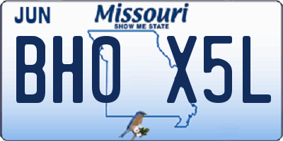 MO license plate BH0X5L