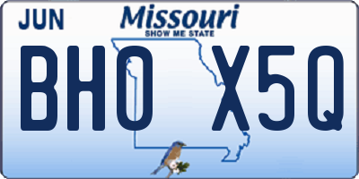 MO license plate BH0X5Q