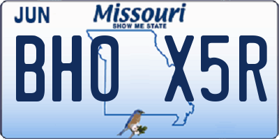 MO license plate BH0X5R