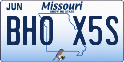 MO license plate BH0X5S