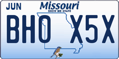MO license plate BH0X5X
