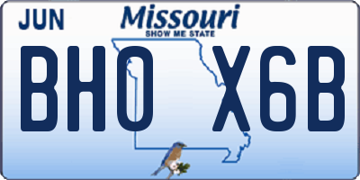 MO license plate BH0X6B