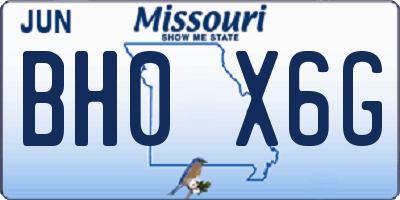MO license plate BH0X6G