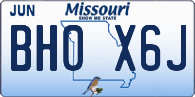 MO license plate BH0X6J