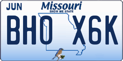 MO license plate BH0X6K