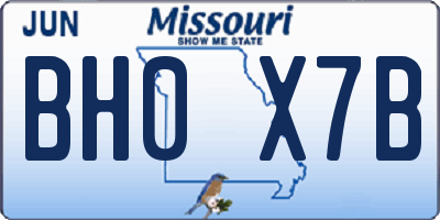 MO license plate BH0X7B