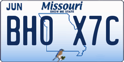 MO license plate BH0X7C