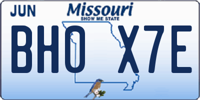 MO license plate BH0X7E
