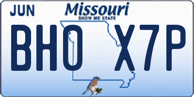 MO license plate BH0X7P
