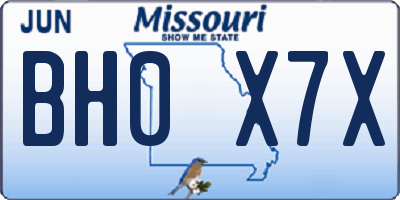 MO license plate BH0X7X