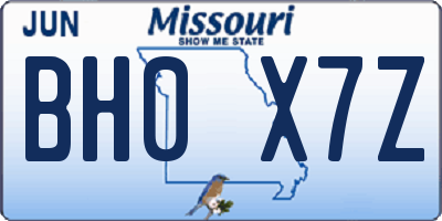 MO license plate BH0X7Z