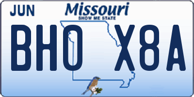 MO license plate BH0X8A