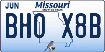 MO license plate BH0X8B