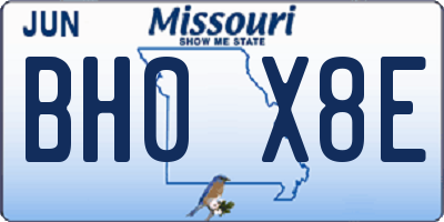 MO license plate BH0X8E