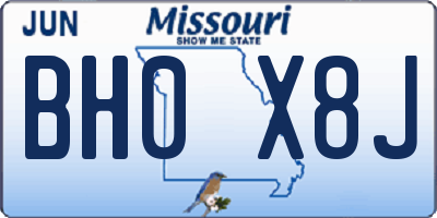 MO license plate BH0X8J