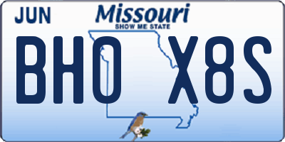 MO license plate BH0X8S