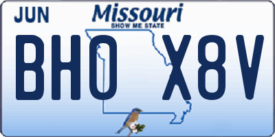 MO license plate BH0X8V