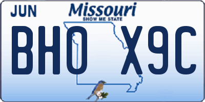 MO license plate BH0X9C