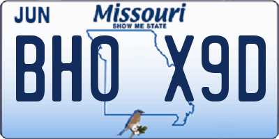 MO license plate BH0X9D