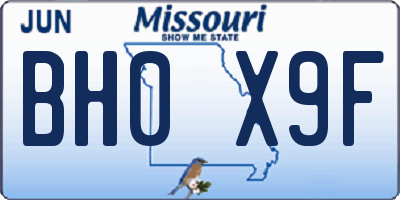 MO license plate BH0X9F