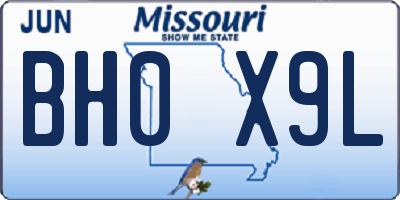 MO license plate BH0X9L