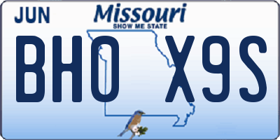 MO license plate BH0X9S