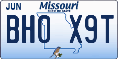 MO license plate BH0X9T