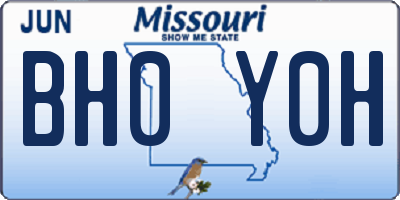 MO license plate BH0Y0H