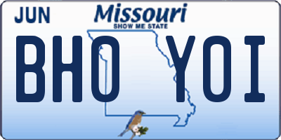 MO license plate BH0Y0I