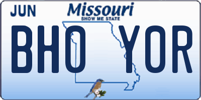 MO license plate BH0Y0R