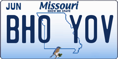 MO license plate BH0Y0V
