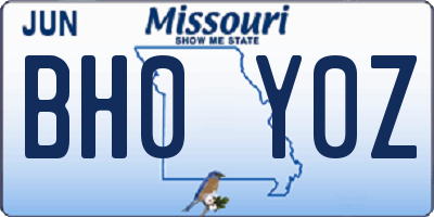 MO license plate BH0Y0Z